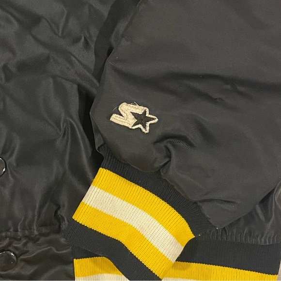 Vintage 90s Starter Boston Bruins Satin Jacket Black NHL Hockey Mens Size Medium - Picture 3 of 11